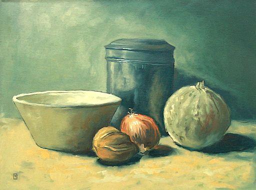 Stilleben mit 2 Gefäßen  Stadtansichten