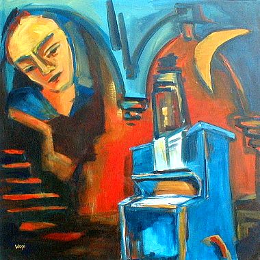 Mein blaues Klavier  moderne Malerei