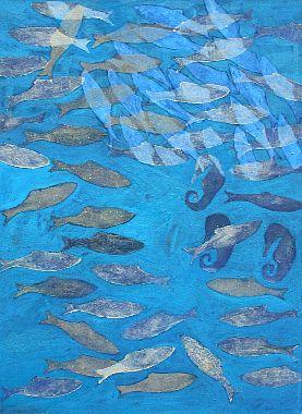 Großer Schwarm 1  Fisch Bilder gemalt