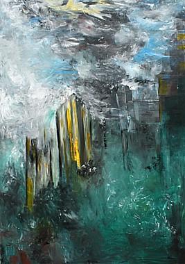 Chicago im Regen abstrakte Stadtlandschaften