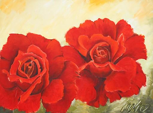 rote Rosen  abstrakte Malerei