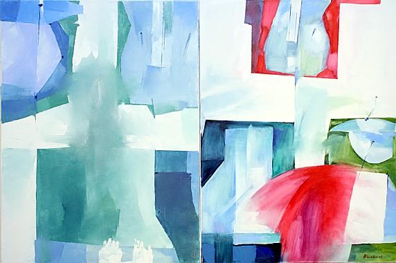 Trio 1 + 3 (Diptychon)  abstrakte Stillleben