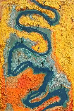 Flusswanderung  figurative Kunst