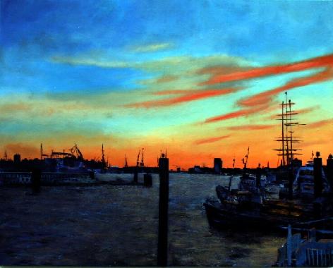 Wenn es Abend wird im Hafen Landschaftsbilder 