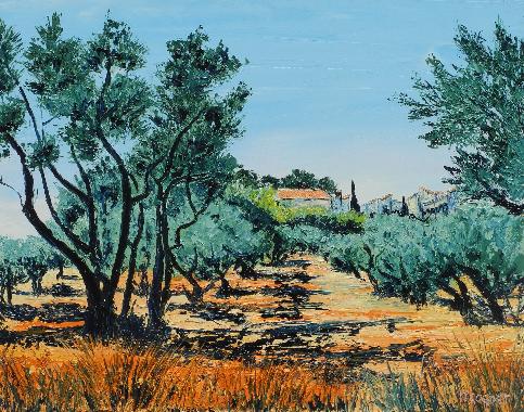 Herbes rousses et oliviers  Landschaftsbilder