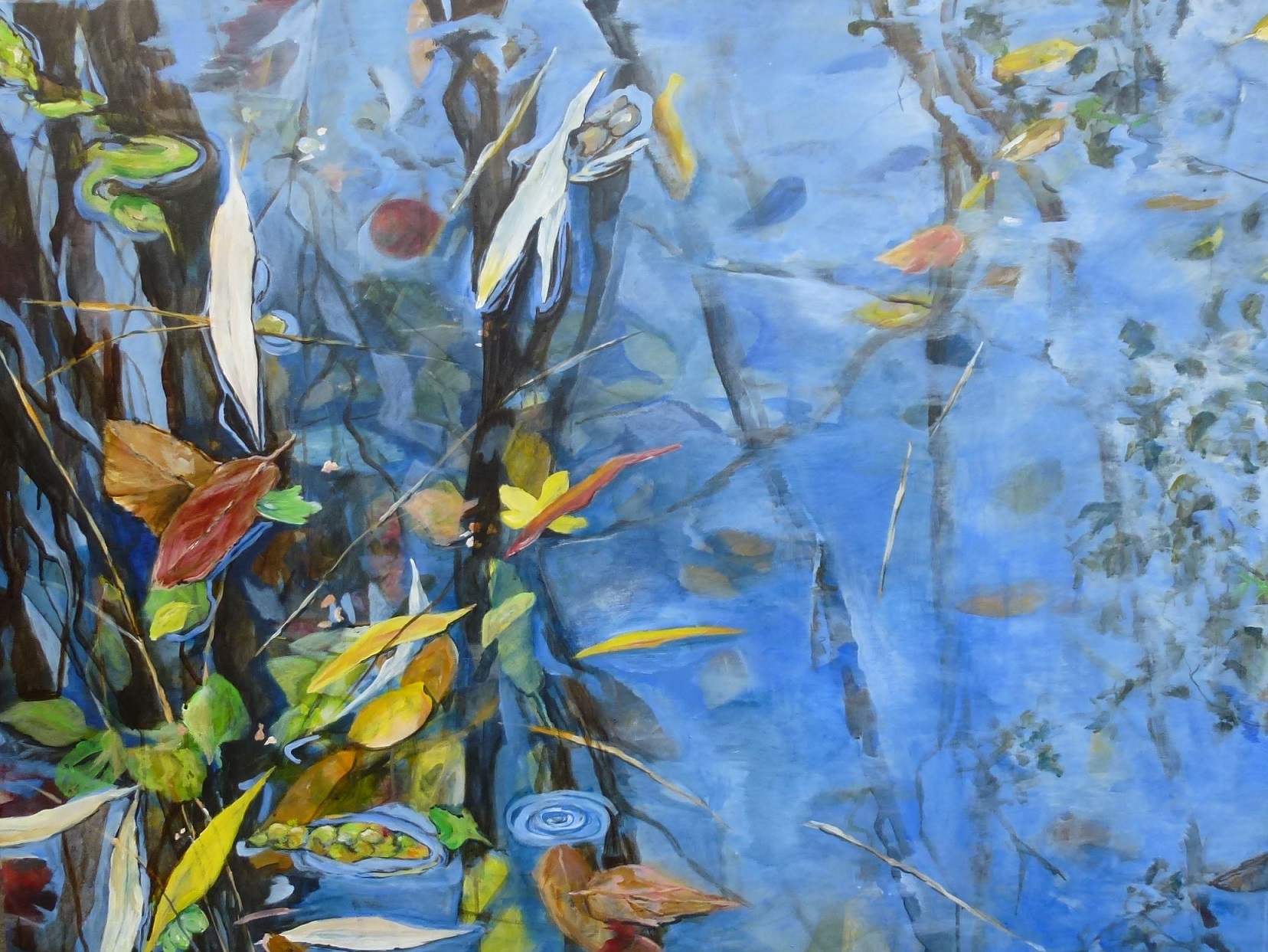 Blätter im Wasser Wasserlandschaften auf Leinwand 