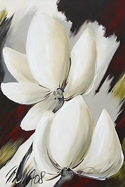 2 weiße Magnolien  abstrakte Malerei