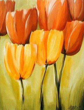 Tulpen rosrot  abstrakte Malerei