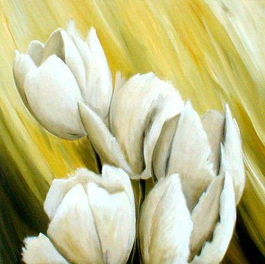 Tulpen grüner Hintergrund  abstrakte Malerei