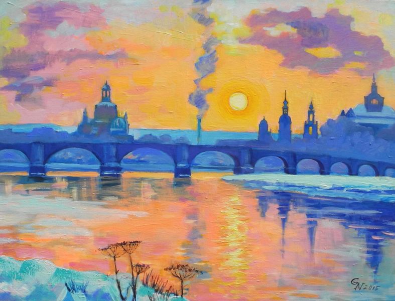 Sonnenuntergang in Dresden